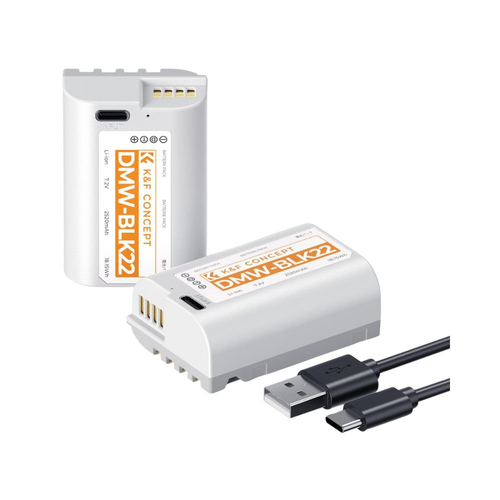 K&F Concept 2520mAh DMW‑BLK22 USB‑C Rechargeable Battery for Panasonic