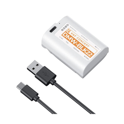 K&F Concept 2520mAh DMW‑BLK22 USB‑C Rechargeable Battery for Panasonic
