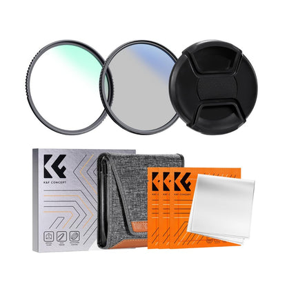 K&F Concept 37mm-82mm Nano-K Series UV Ultraviolet + CPL Polarizing Lens Filter, Lens Cap & Cloth