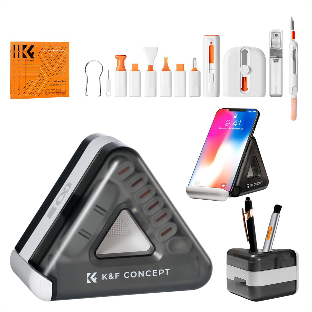 K&F Concept 25-in-1 Portable Cleaning Tool Kit with Compact Storage Design for Cameras, Lenses, Keyboards, Laptop, Computers, Monitors, Smartphones, Tablets, Headphones, Earbuds, Earphones, Electronics, and Mobile Devices