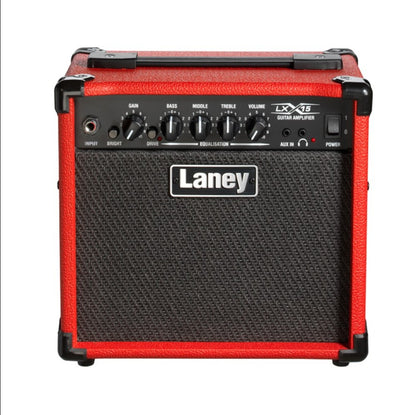 Laney LX15 15W RMS Compact Guitar Combo Amplifier with Twin 5" Speaker Woofers,  2 Band EQ, Monitor Headphone Socket and 3.5mm Mini Jack AUX Input for Practice and Live Performance - RED & BLACK