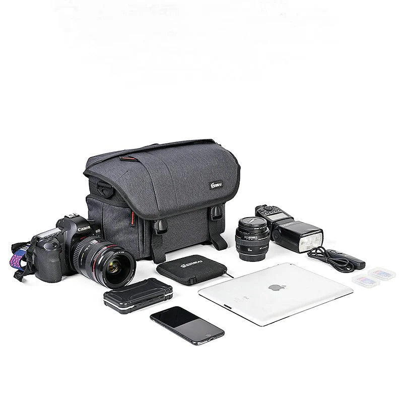 Eirmai Camera Messenger Bag Sling Travel Case (fits 1 DSLR, 2 Lenses, Accessories, and Tripod)