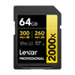 Lexar Professional 128GB 64GB 2000x SDHC / SDXC UHS-II Memory Card GOLD Series U3, V90, 8K Video Full HD and 3D with up to 300MB/s Read / 260MB/s Write, Class 10 for Cameras and Other Devices
