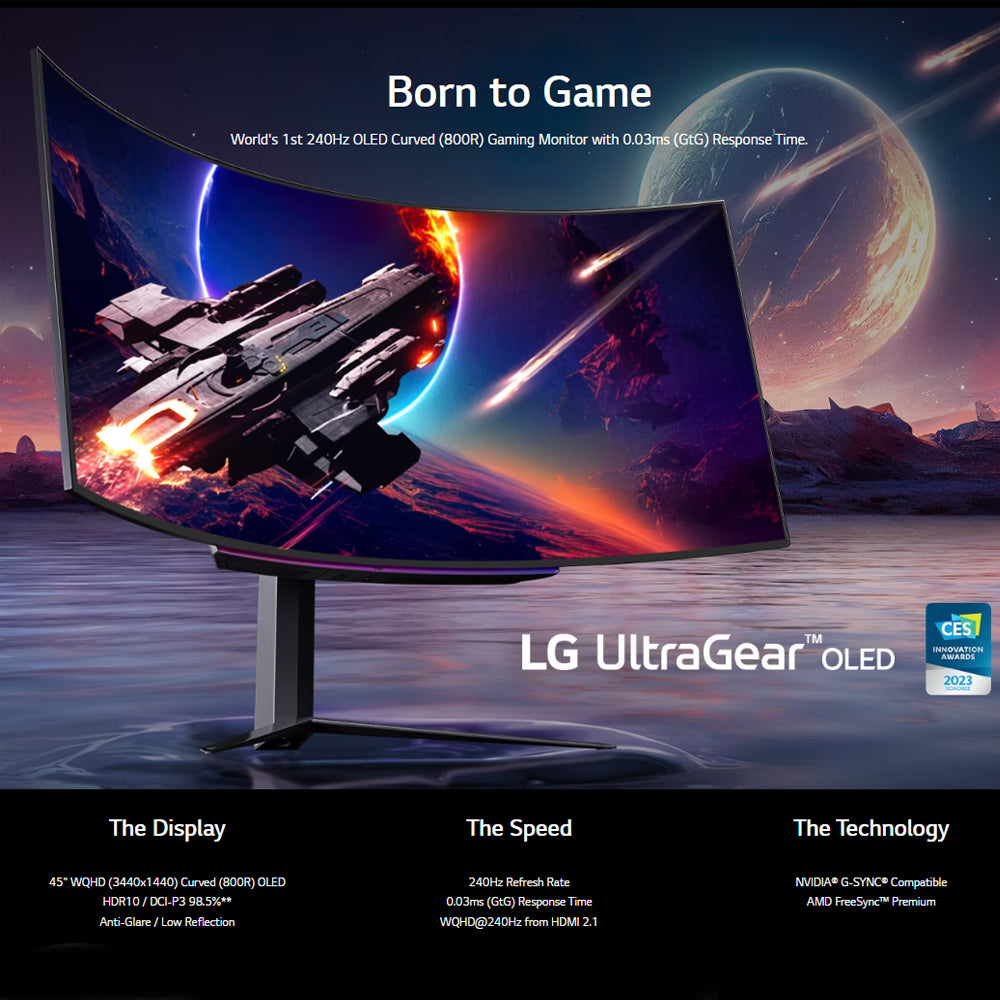 LG 45GR95QE-B 45" UltraGear OLED 240Hz 1440p WQHD HDR Curved Gaming Mo ...