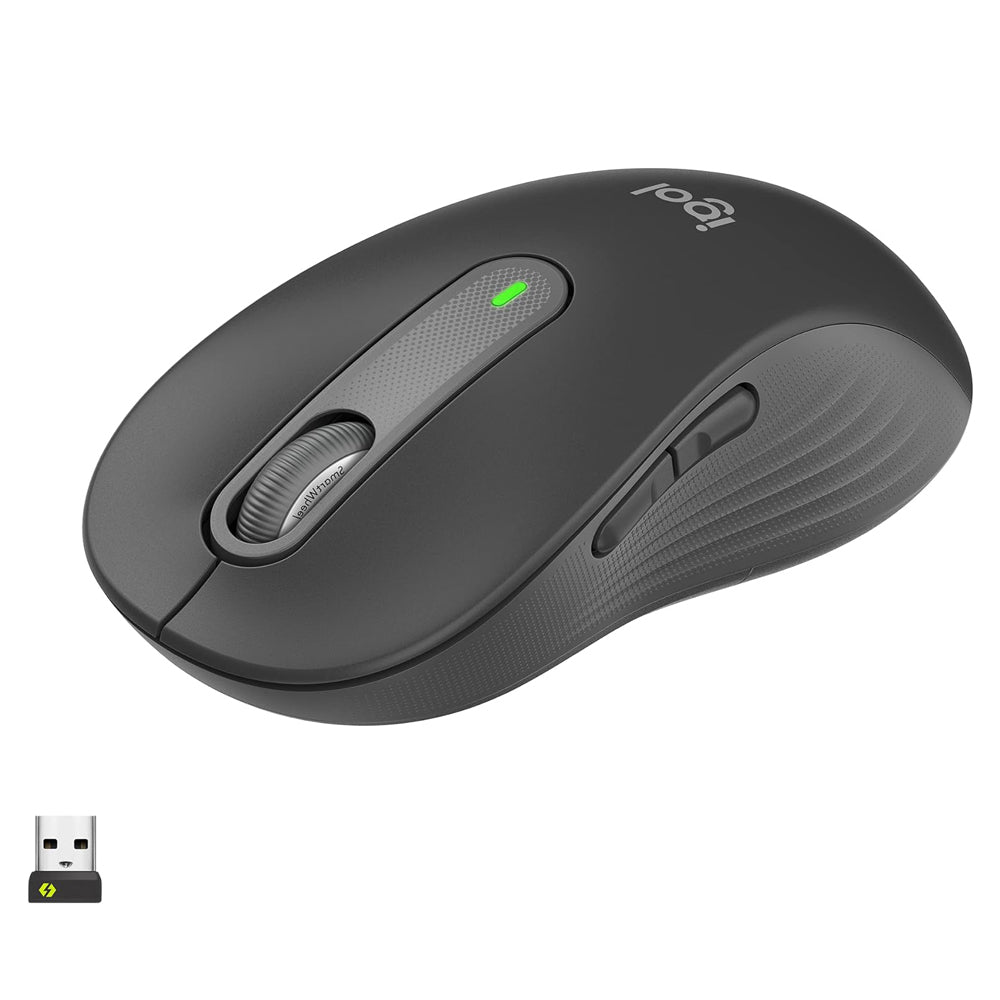 Logitech Signature M650 / M650L Wireless Optical Mouse For Business with Precision Scrolling Smart Wheel, Silent Touch Reduced Clicky Keys, Programmable Side Buttons, and Logi Bolt and Bluetooth Connectivity - Graphite, Off White