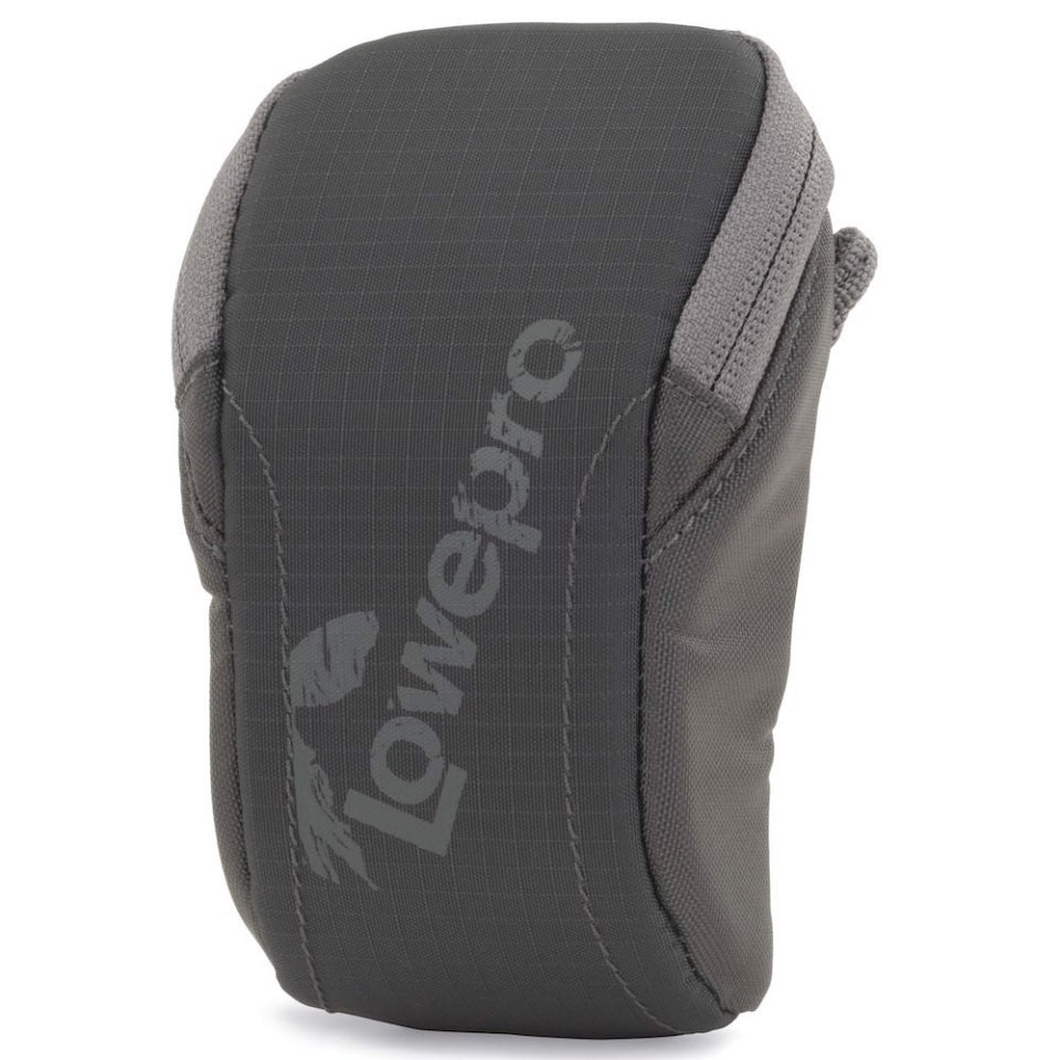 Lowepro Dashpoint 10 Camera Pouch Bag with Wide Opening, Shoulder Strap, Velcro Belt Loop with Built-In Memory Card Pocket for Small Electronics, Smartphones and Devices (Pepper Red, Slate Gray)