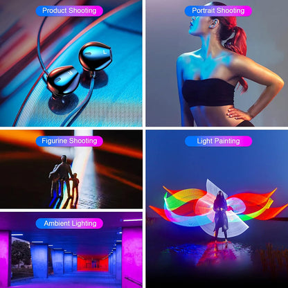 Luxceo P400 (40cm) RGB LED Tube Light 5W Full Color Fill Light with 2500K - 6500K Color Temperature, 3.7V 2500mAh Built-In Battery, USB Type C Charging for Photography, Videography, Film Making - Photo & Video Studio Lighting
