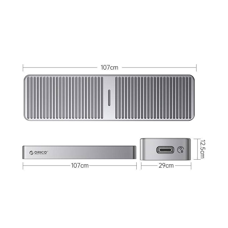 [CLEARANCE] ORICO M221C3 NVMe to USB 3.2 Gen1 M.2 NVMe SSD Enclosure with Built-in Aluminum Alloy Heatsink, 2-in-1 USB-C to C/A Data Cable, 6Gbps Fast Data Transmission Rate, 4TB Max. Supported Capacity for Windows, macOS, Linux, Android