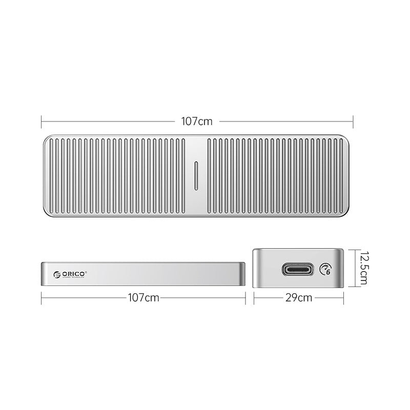 [CLEARANCE] ORICO M221C3 NVMe to USB 3.2 Gen1 M.2 NVMe SSD Enclosure with Built-in Aluminum Alloy Heatsink, 2-in-1 USB-C to C/A Data Cable, 6Gbps Fast Data Transmission Rate, 4TB Max. Supported Capacity for Windows, macOS, Linux, Android