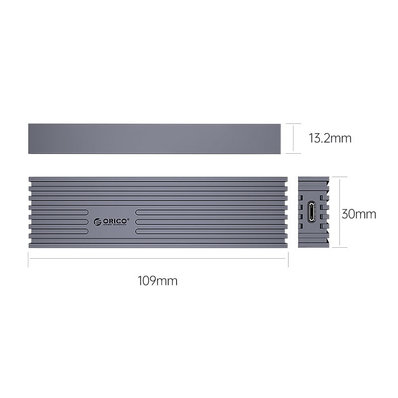 ORICO M232C3-G2 NVMe to USB 3.2 Gen2 M.2 NVMe SSD Enclosure with Built-in Aluminum Alloy Heatsink, 2-in-1 USB-C to C/A Data Cable, 10Gbps Fast Data Transmission Rate, 4TB Max. Supported Capacity for Windows, macOS, Linux, Android