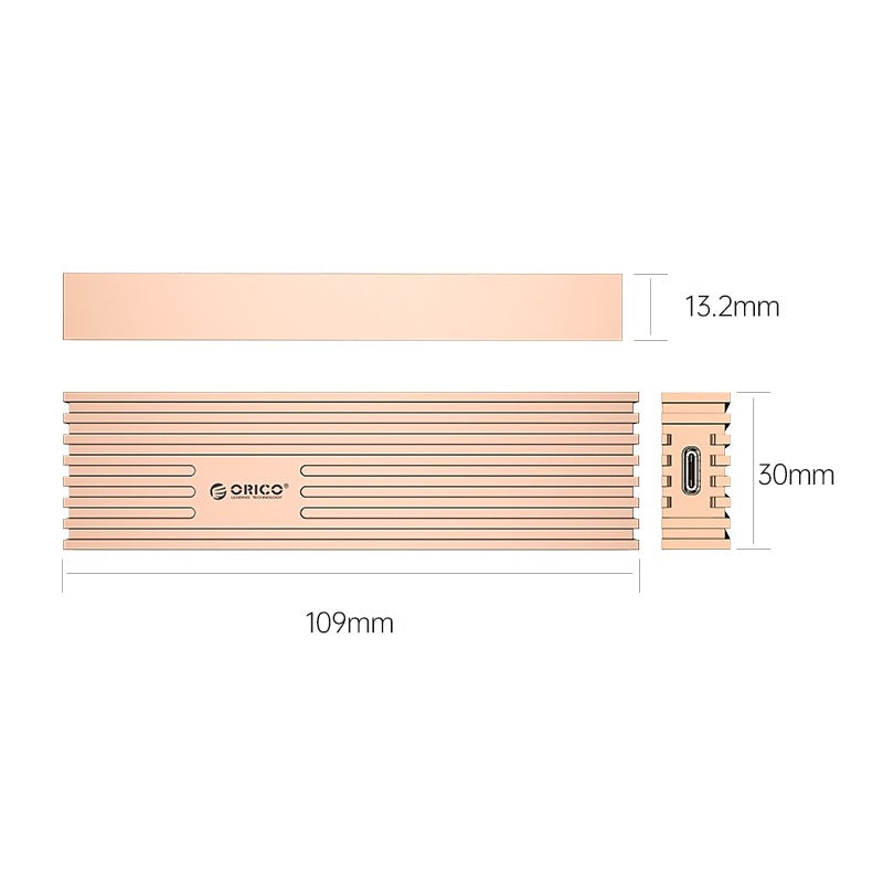 ORICO M232C3-G2 NVMe to USB 3.2 Gen2 M.2 NVMe SSD Enclosure with Built-in Aluminum Alloy Heatsink, 2-in-1 USB-C to C/A Data Cable, 10Gbps Fast Data Transmission Rate, 4TB Max. Supported Capacity for Windows, macOS, Linux, Android