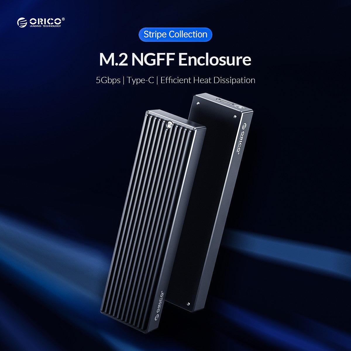 [CLEARANCE] ORICO M.2 NGFF USB 3.1 Gen1 Type-C SSD Solid State Drive Enclosure with 5Gbps Transfer Rate, Max 2TB Support Capacity for PC Computer Desktop Laptop | M2PF-C3 - Black