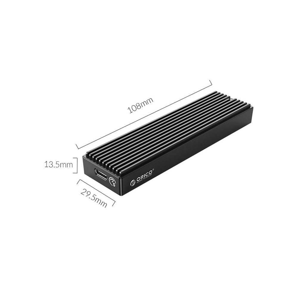 [CLEARANCE] ORICO M.2 NGFF USB 3.1 Gen1 Type-C SSD Solid State Drive Enclosure with 5Gbps Transfer Rate, Max 2TB Support Capacity for PC Computer Desktop Laptop | M2PF-C3 - Black