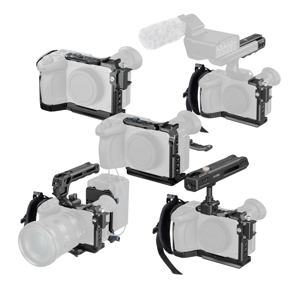 SmallRig Camera Cage Kit for Sony FX2 with Battery Plate, Rotating Top Handle & XLR Handle Extension