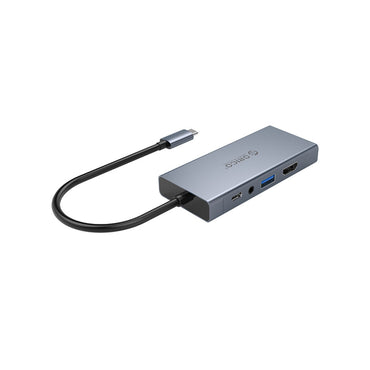[CLEARANCE] ORICO 5 Port USB Type-C 3.1 Hub with PD 60W, 5Gbps Transfer Rate, HDMI 4K 30Hz + VGA 1080p 60Hz and AUX 3.5mm Jack Output for Windows Mac OS Linux PC Computer Desktop Laptop | MC-U501P - Gray