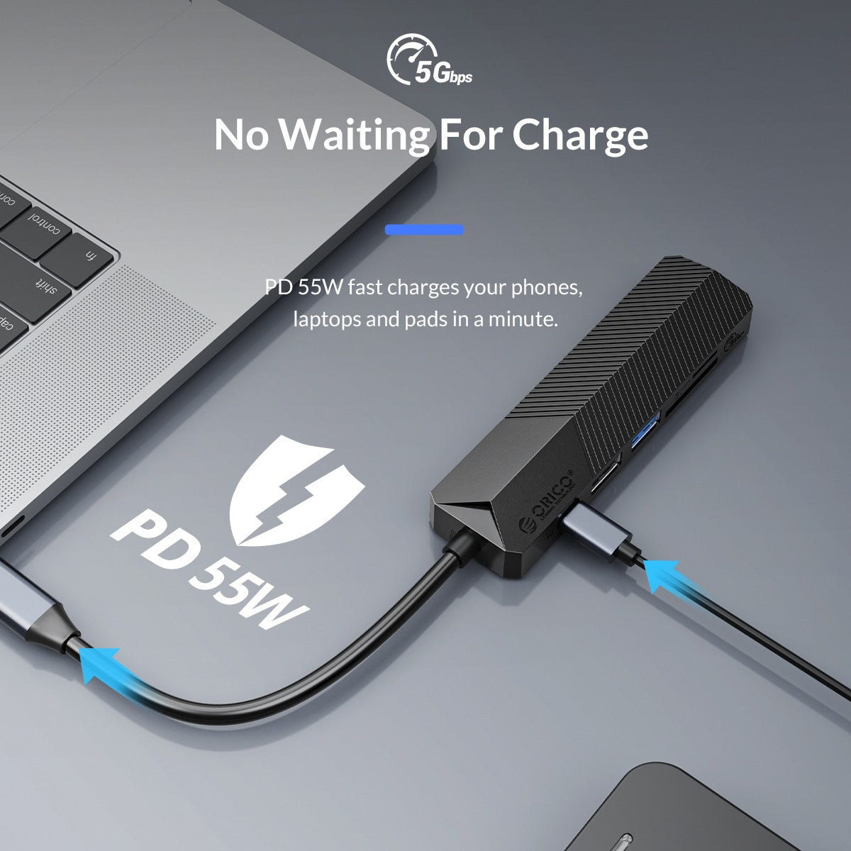 [CLEARANCE] ORICO 5-in-1 USB 3.0 Multifunctional Docking Station with 5Gbps Type C Input, 4K 30Hz UHD, 5Gbps USB-A 3.0, USB-A 2.0, SD & TF Card Slot for Windows 8/10, macOS, Linux | MDK-5P