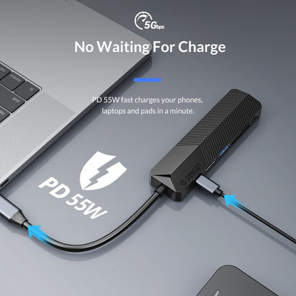 [CLEARANCE] ORICO 6-in-1 USB 3.0 Multifunctional Docking Station with 5Gbps Type C Input, 4K 30Hz UHD, PD 55W, 5Gbps USB-A 3.0, USB-A 2.0, SD & TF Card Slot for Windows 8/10, macOS, Linux | MDK-6P