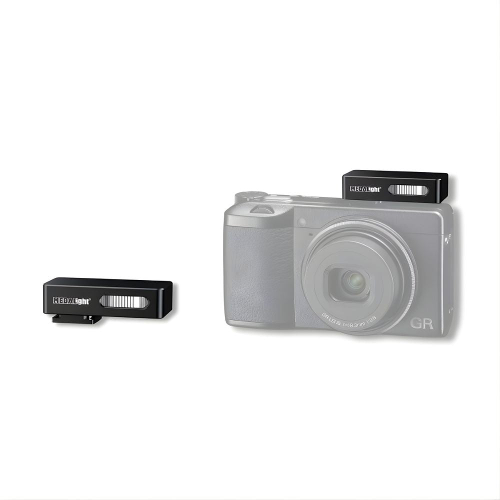 MEDALIGHT F20 Mini Camera Flash w/ GN5 Output, Hot Shoe Mount, 120mAh Battery, USB-C Rechargeable