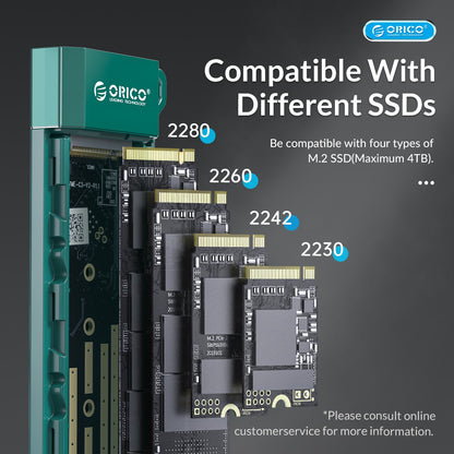 [CLEARANCE] ORICO MM2C3 NGFF to USB 3.2 Gen1 M.2 NGFF SSD Enclosure Tool-Free with USB-A to USB-C Data Cable, 6Gbps Fast Data Transmission Rate, 4TB Max. Supported Capacity, Thermal Fin Fast Cooling for Windows, macOS, Linux (Gray)