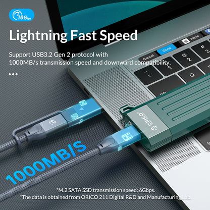 [CLEARANCE] ORICO MM2C3 NGFF to USB 3.2 Gen1 M.2 NGFF SSD Enclosure Tool-Free with USB-A to USB-C Data Cable, 6Gbps Fast Data Transmission Rate, 4TB Max. Supported Capacity, Thermal Fin Fast Cooling for Windows, macOS, Linux (Gray)