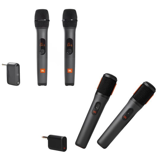 JBL Wireless Microphone Set + Signal Receiver Dongle with 20Hrs  - 700mAh Rechargeable Battery, Max 30m Operating Range, High Vocal Quality, JBL Pro Sound, USB Type-C Cable for PartyBox / PartyBox Encore Speakers