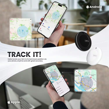 MiLi MiTag Duo Item Finder with Leather Case - iOS Apple Find My & Android Google Find Hub Compatible