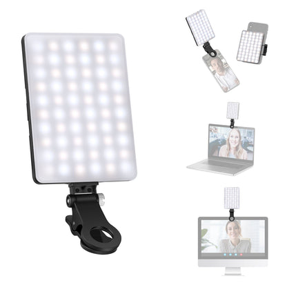 [CLEARANCE] Neewer NL-60AI LED Video Conference Light kit with Front & Back Phone Clip, Detachable Clamp Built-In 2000mAh, 60 LED Warm, Warm Yellow & Bi-Color Modes for Laptop, Phone, Monitor