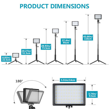 Neewer ZC-10S 2 Pack Tabletop 5600K LED Video Light Kit with Dimmable USB LED Video Lighting, Color Filters, and Tripod Stand for Vlog, Photography, Studio, Live Streaming
