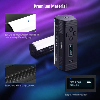 [CLEARANCE] Neewer TL96RGB Stick Light Magnetic Handheld Wand with 2500-8500K, 360 Full RGB mini LED Video Light, 2500 mAh Rechargeable Battery