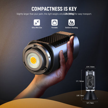 [CLEARANCE] Neewer MS150 Bi-Color 130W / MS60 65W 2700K-6500K / RGBWW 3200K-5600K COB Portable Mini Compact LED Video Light with Color Temperature, Continuous Light Spotlight, 2.4G Apps Control, 12 Scene Effects