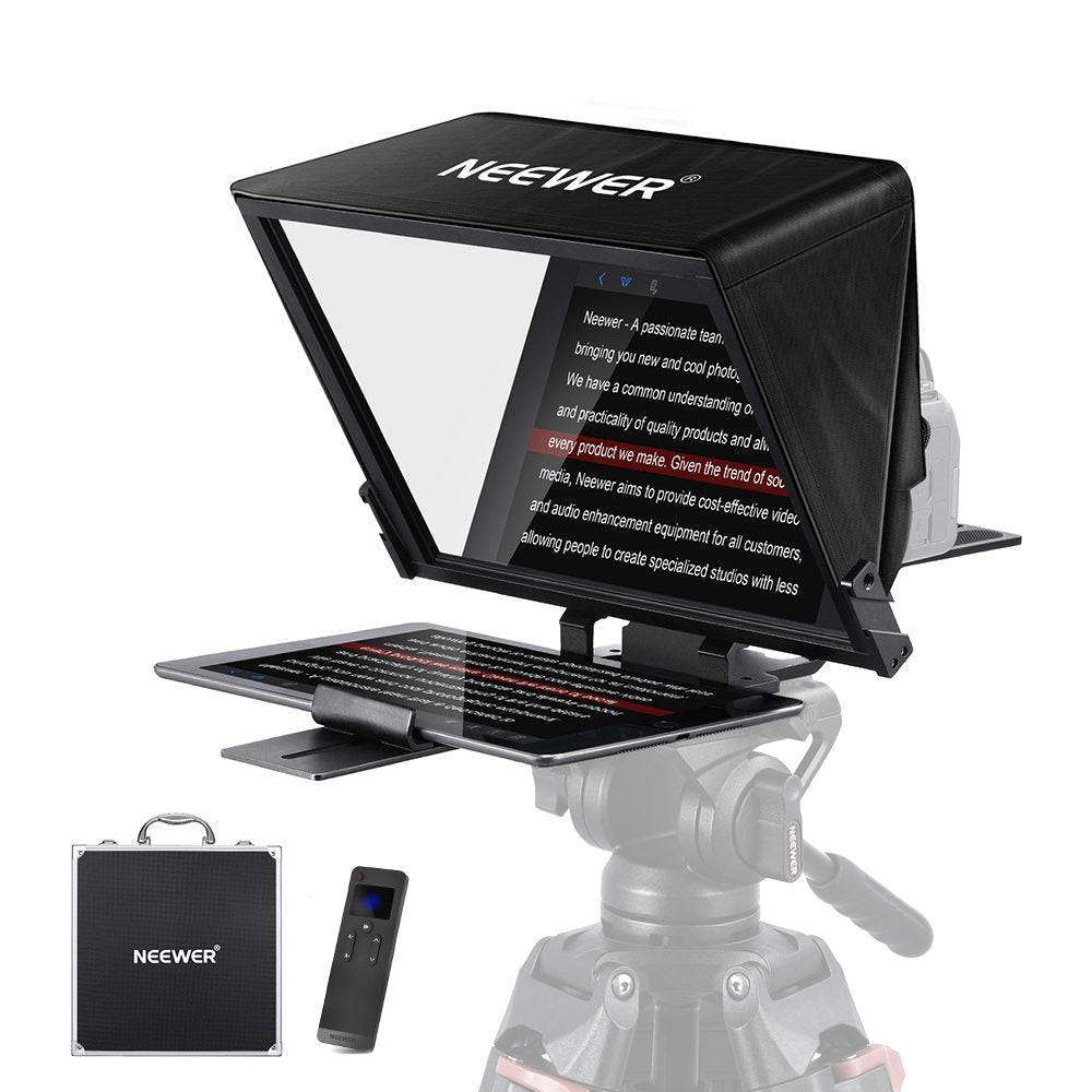 Neewer X14 Pro 14" Multifunctional Teleprompter 1/4" - 3/8" Tripod Mounting threads with Up to 8.7" Wide table Holder, RT111 Remote for Camera, Smartphone, Tablet