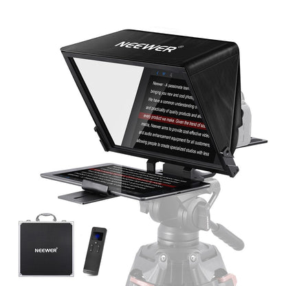 Neewer X14 Pro 14" Multifunctional Teleprompter 1/4" - 3/8" Tripod Mounting threads with Up to 8.7" Wide table Holder, RT111 Remote for Camera, Smartphone, Tablet