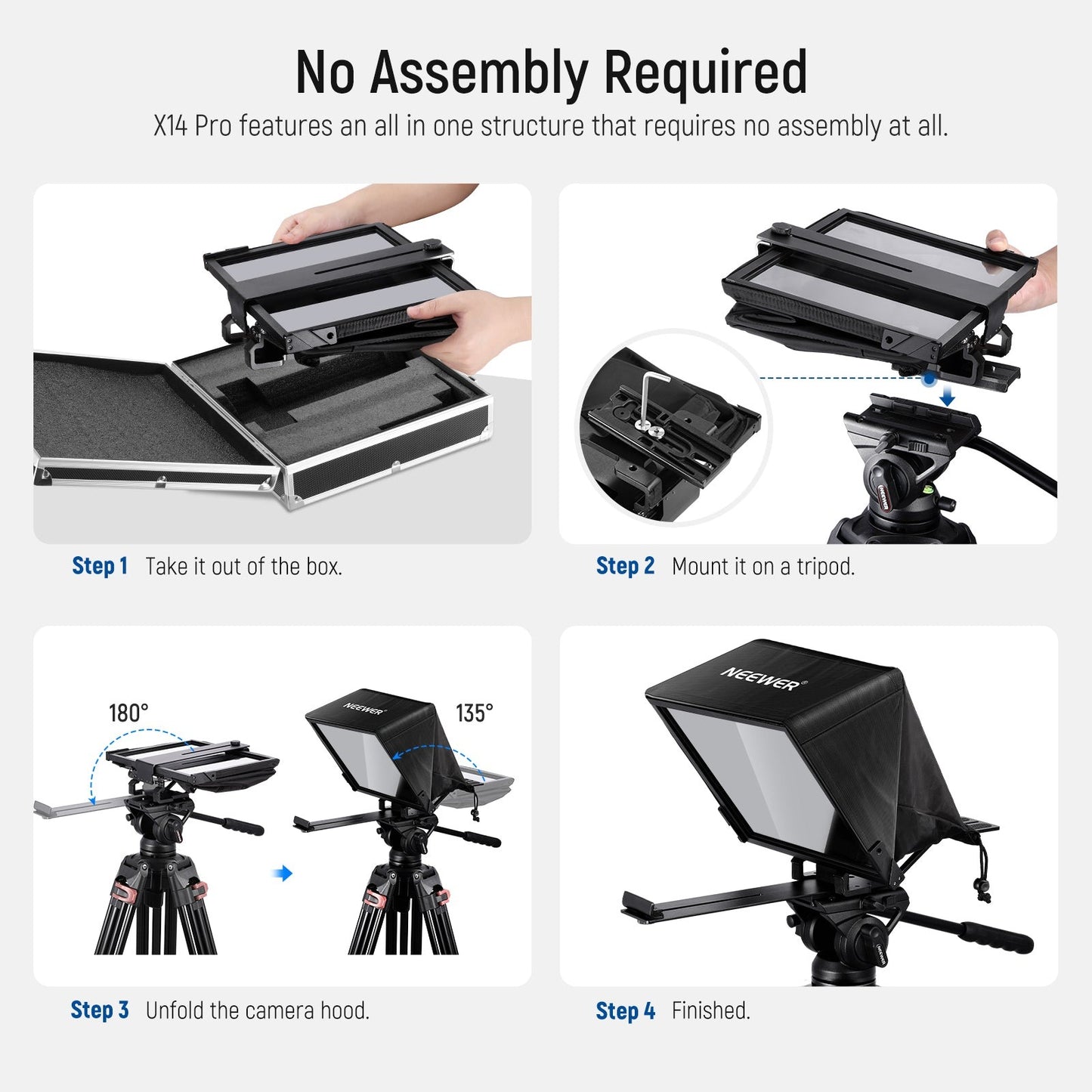 Neewer X14 Pro 14" Multifunctional Teleprompter 1/4" - 3/8" Tripod Mounting threads with Up to 8.7" Wide table Holder, RT111 Remote for Camera, Smartphone, Tablet