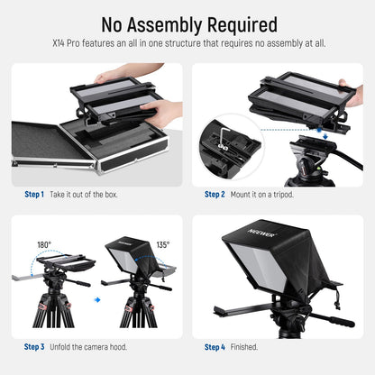 Neewer X14 Pro 14" Multifunctional Teleprompter 1/4" - 3/8" Tripod Mounting threads with Up to 8.7" Wide table Holder, RT111 Remote for Camera, Smartphone, Tablet