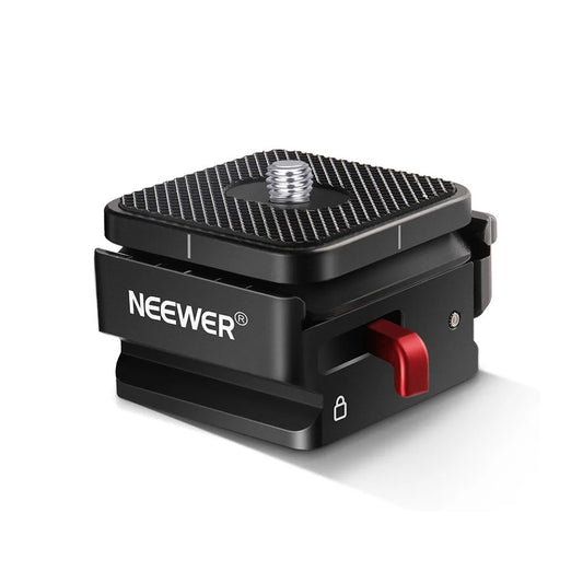 Neewer QRP-1 Aluminum Quick Release Camera Mount Adapter with 1/4" and 3/8" Attachment Thread, 5kg Max. Load Capacity for Tripod, Monopod, Slider, Light Stand, Gimbal & Stabilizer, Phone Mount, DSLR, Mirrorless Camera