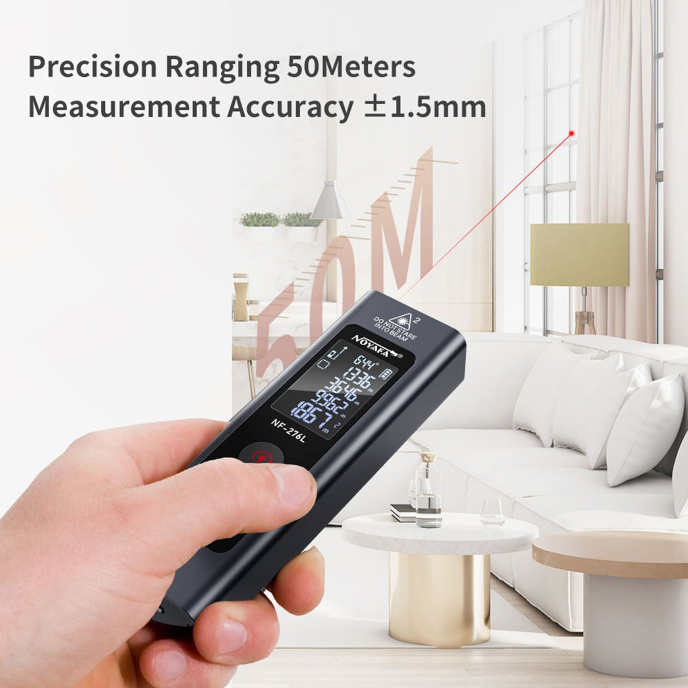 Noyafa NF-276L Mini Laser Rangefinder Distance Meter with 50M Max Measurement Range, Multiple Measure Modes, Up to 50 Data Storage Set Units, VA Backlit Screen Display and USB C Charging Port for Home Improvement and Industrial Tools