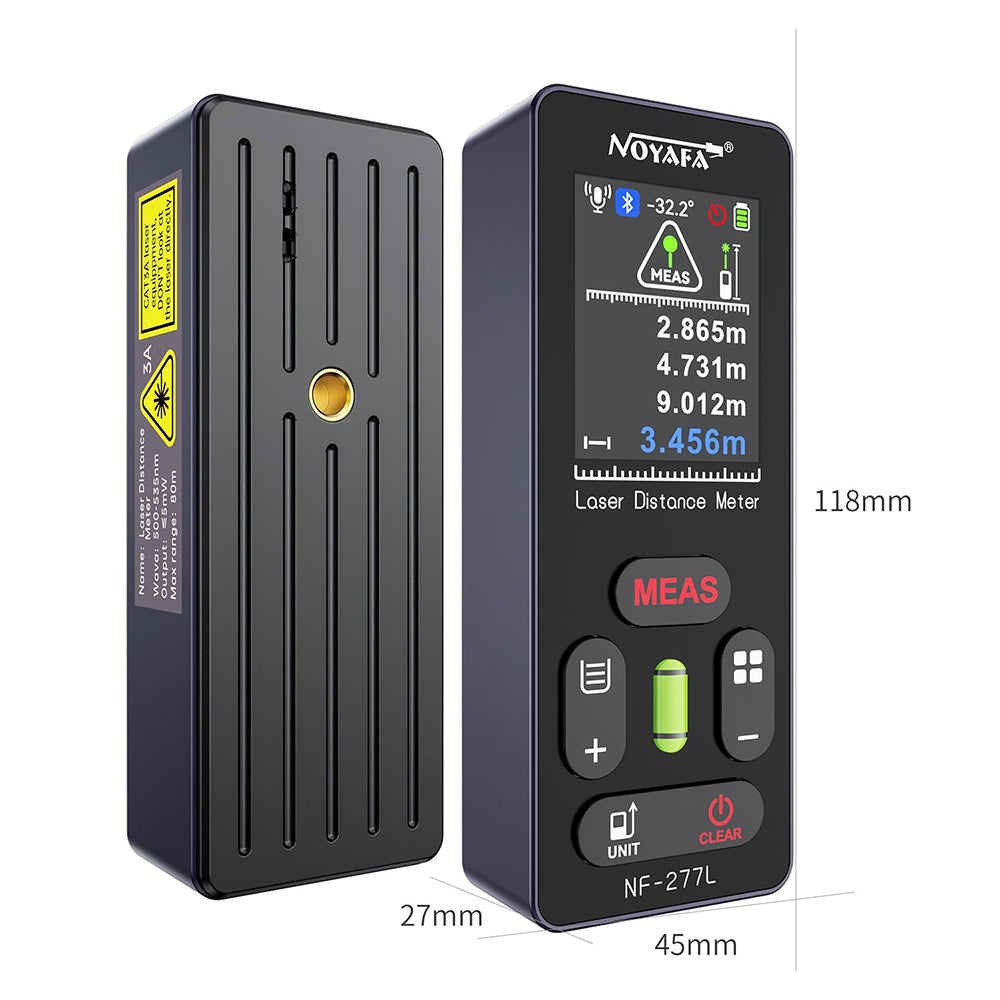 Noyafa NF-277L Laser Rangefinder Distance Meter with 100M Max Range, Multiple Measure Modes, 100 Data Storage Set Units, 2-inch HD Color Screen, Bluetooth Function, USB-C Charging Port for Home Improvement & Industrial Tools