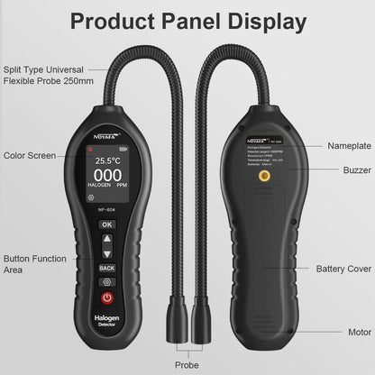 Noyafa NF-604 Halogen Gas Freon Leak Detector - Halogeted Refrigerant Tester with Flexible Gooseneck Probe for Air Conditioning, Car Repair, Appliances, Medical Equipment, and Gas Pipelines - Home Improvement and Industrial Tools