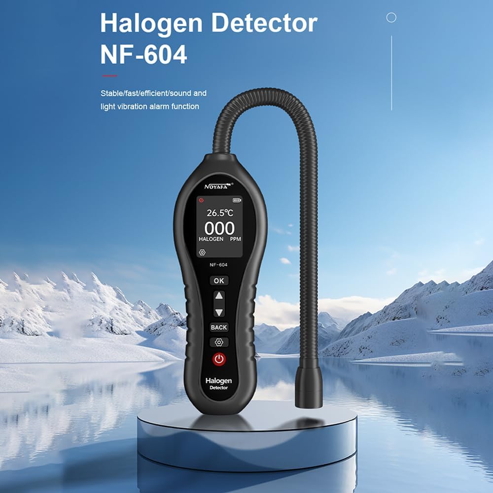 Noyafa NF-604 Halogen Gas Freon Leak Detector - Halogenated Refrigerant Tester with Flexible Gooseneck Probe for Air Conditioning, Car Repair, Appliances, Medical Equipment, and Gas Pipelines - Home Improvement and Industrial Tools