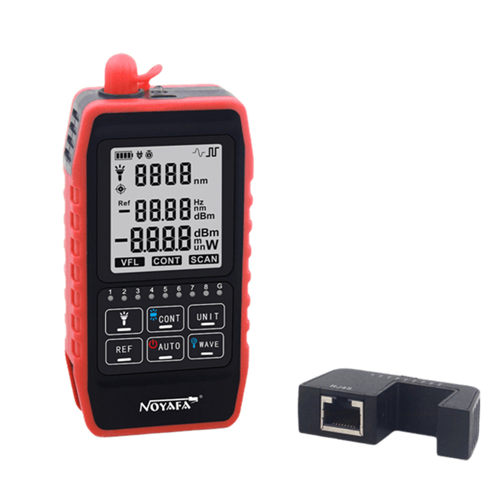 Noyafa NF-908 Mini Optical Cable Power Meter Tester with LED Indicators, VFL Red Light, Remote Adapter and Digital Signal Scanning Function for Cable and Network Testing
