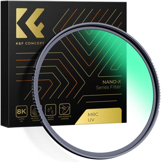 K&F Concept NANO-X Series MRC UV Ultraviolet Filter with Waterproof & Anti-Scratch Multi-Layer Green Coating for Digital Camera Lens 37mm 39mm 40.5mm 43mm 46mm 49mm 52mm 55mm 58mm 62mm 67mm 72mm 77mm 82mm