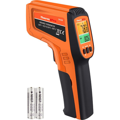 ThermoPro Infrared Thermometer Gun with High-Accuracy Dual Laser Temp Gun for Cooking, Pizza Ovens, Griddles, Auto Maintenance, AC Vents (-58°F to 1022°F) | TP30 | TP450