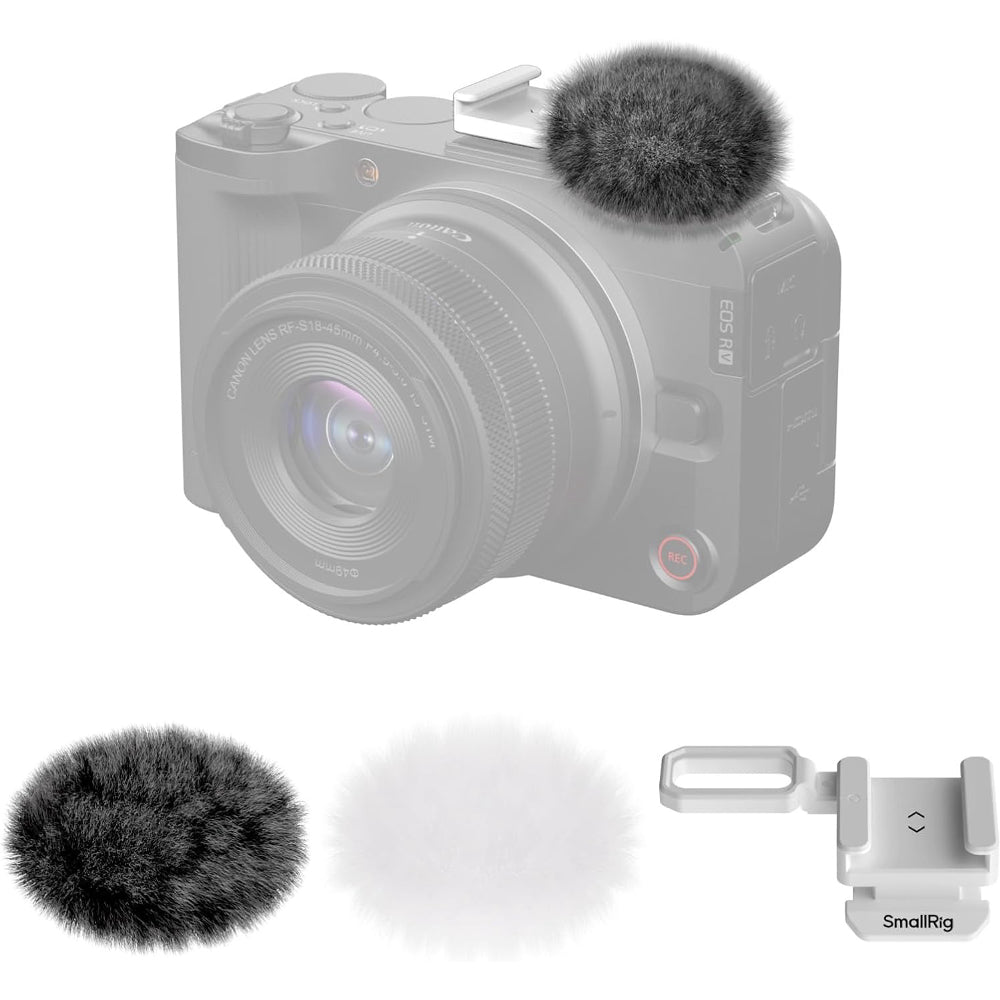 SmallRig Furry Windscreen Kit for Canon EOS R50 V with 2Pcs Wind Muff and Cold Shoe Adapter Camera Accessories | 5434