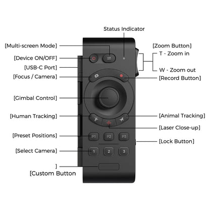 OBSBOT Smart Remote Controller with USB Charging Cable and Bluetooth Built-In Gyroscope for Tail Air PTZ Camera