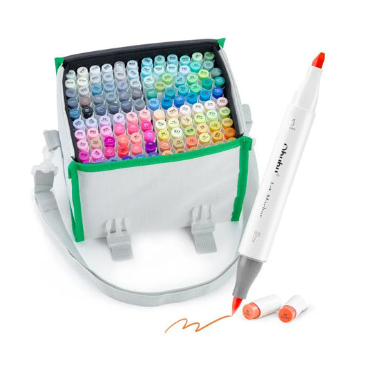Ohuhu Honolulu Series Alcohol Based 120 Unique Colors plus Colorless Blender Dual Tipped Art Marker Set for Coloring and Illustrations for Kids and Adults (Brush and Chisel) |Y30-80401-96