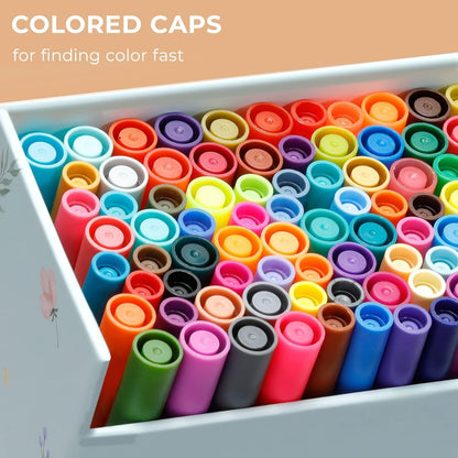 Ohuhu Maui Series Water Based 120 Colors Dual Tipped Art Marker Set for Calligraphy and Sketch for Kids and Adults (Brush and Bullet) Y30-80600-25