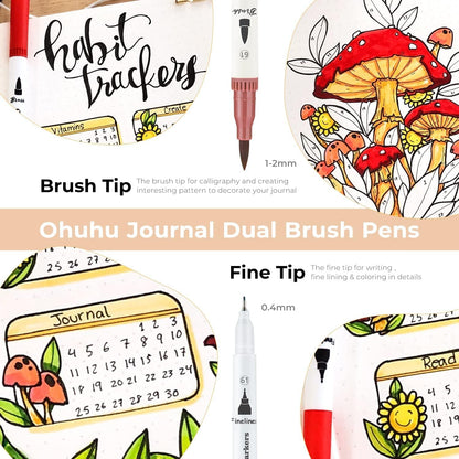 Ohuhu Maui Series Water Based 120 Colors Dual Tipped Art Marker Set for Calligraphy and Sketch for Kids and Adults (Brush and Bullet) Y30-80600-25