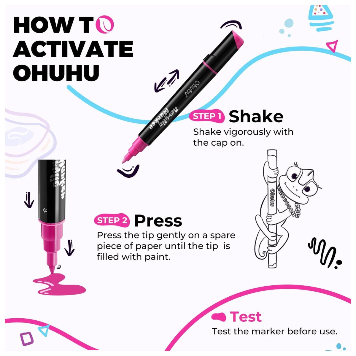 Ohuhu Kakaako Series Water-Based 30 Unique Bright Colors Dual Tipped Acrylic Pen, Waterproof and Sunproof for Sketch, Coloring and Illustration for Kids and Adults - Fine & Round Tip | Y30-80601-08
