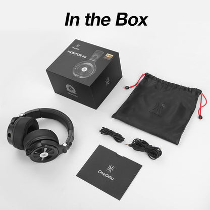 OneOdio Monitor 40 Over-Ear Wired Professional Studio Headphones Hi-Res Headset with 3.5 mm & 6.35 mm Plug (Black) for DJ Monitoring, Laptop, Tablet, Keyboard, Mixer, Guitar