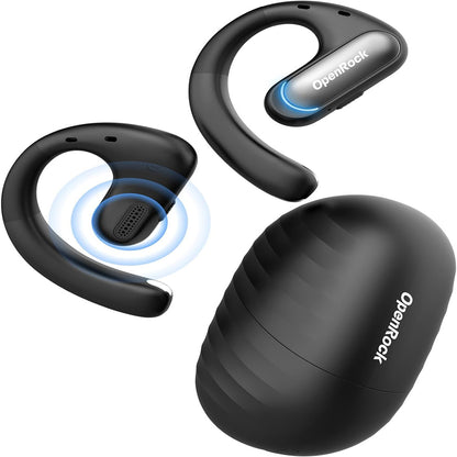 [CLEARANCE] OpenRock Pro True Wireless Air Conduction Bluetooth 5.2 Sports Earbuds with 48 Hours of Battery Life, Noise Cancelling Microphone, Button Controls, Sweat and Dust Resistance, Open Ear Hook Type Earphone Design | Black